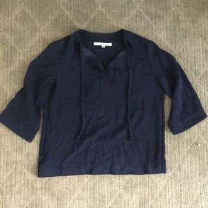 Trina Turk Navy Blue 3/4 Sleeve Top - XS